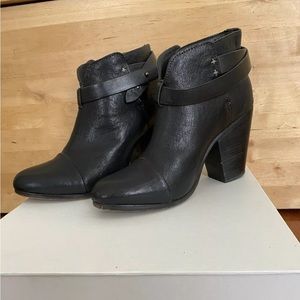 Rag & Bone Harrow Ankle Boots Black Leather Size 40